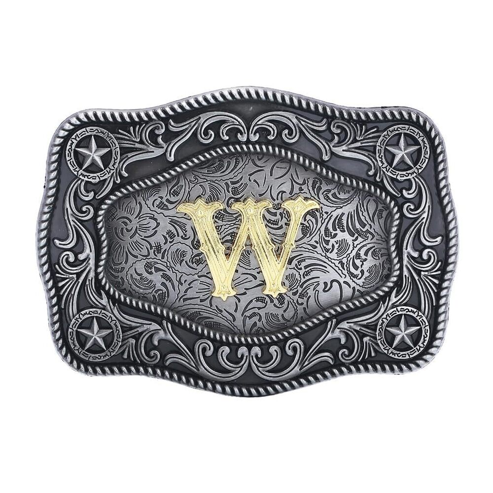 1004 Initial Belt Buckle with Letter Western Cowboy Belt Buckle Texas